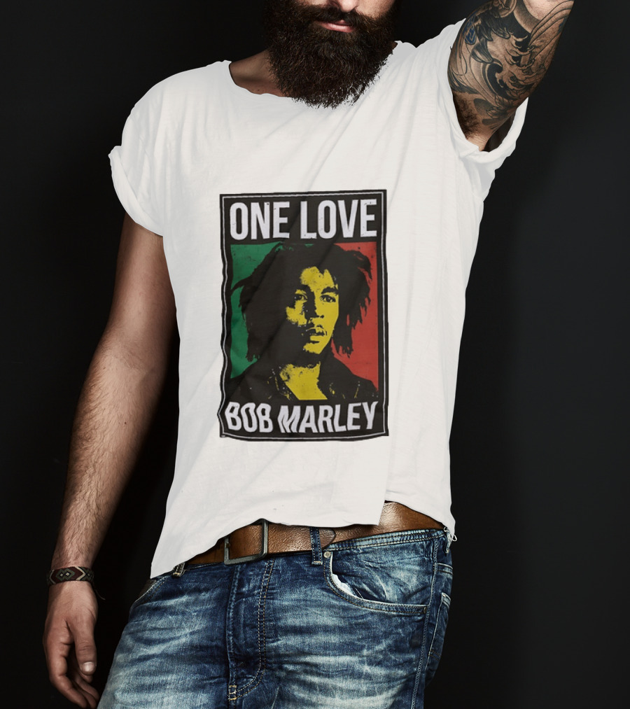 One Love Bob Marley Reggae Rastafarian Tricolor T-Shirt