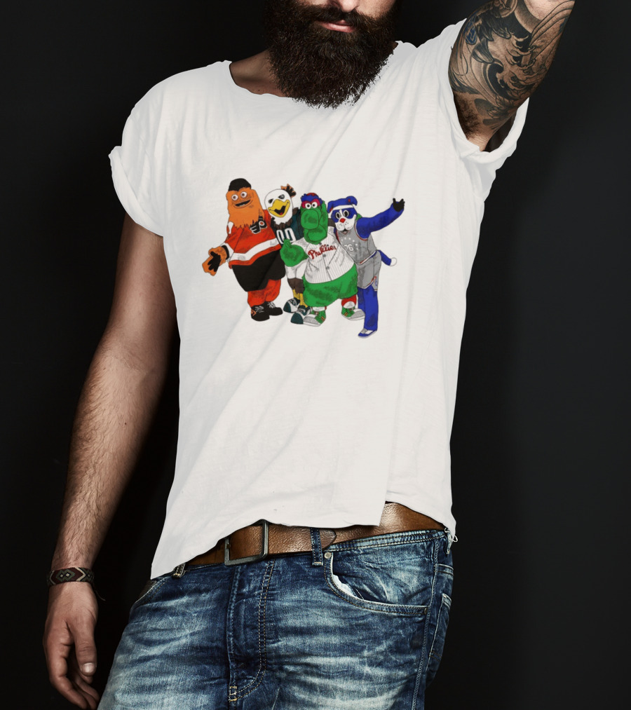 Philly Mascots Gritty Swoop Phanatic Franklin 2026 Sports Characters T-Shirt