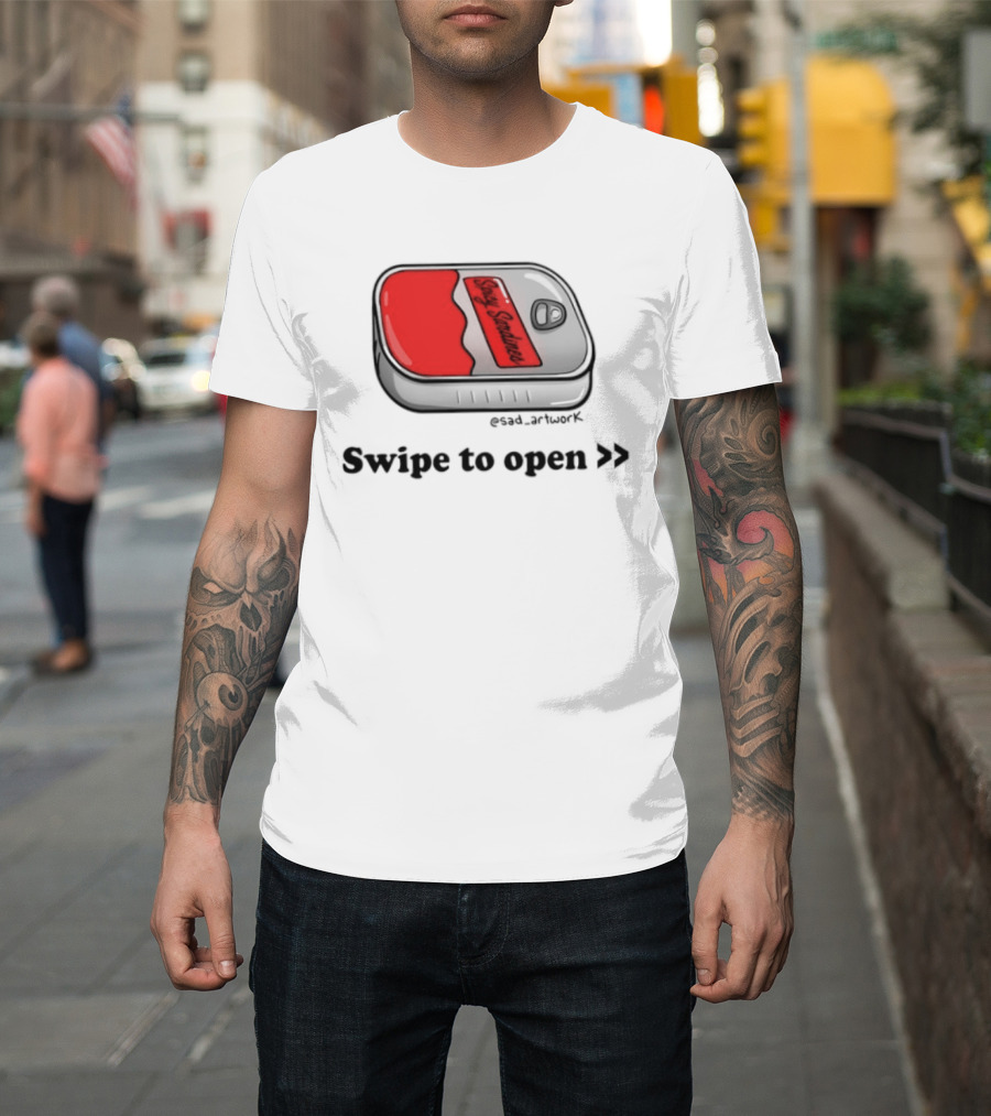 Spicy Sardines Swipe To Open Can Print T-Shirt