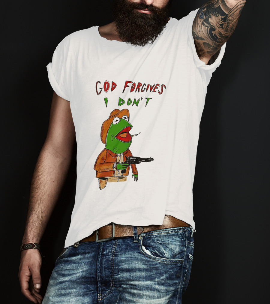 Yeehaw Kermit God Forgives I Don't Cowboy Humor T-Shirt