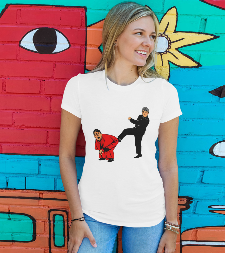 Kicking Random Man Up The Arse Funny Comic Scene T-Shirt