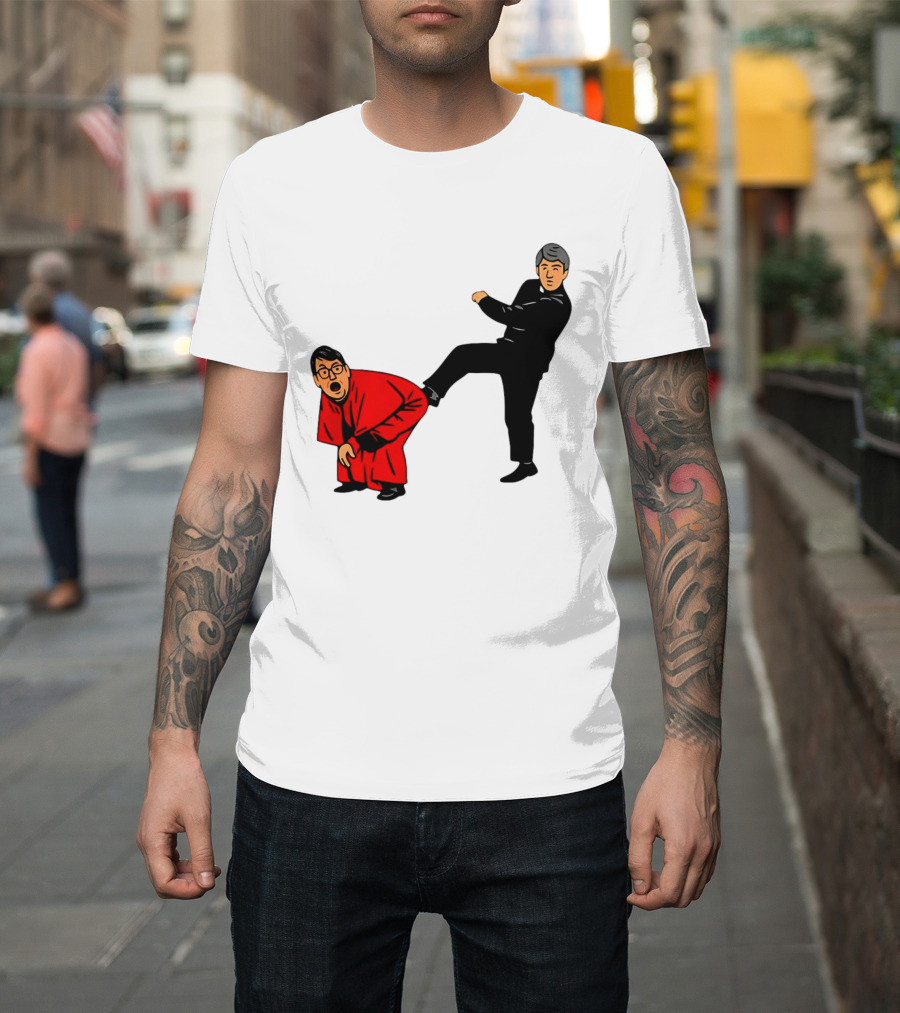 Kicking Random Man Up The Arse Funny Comic Scene T-Shirt