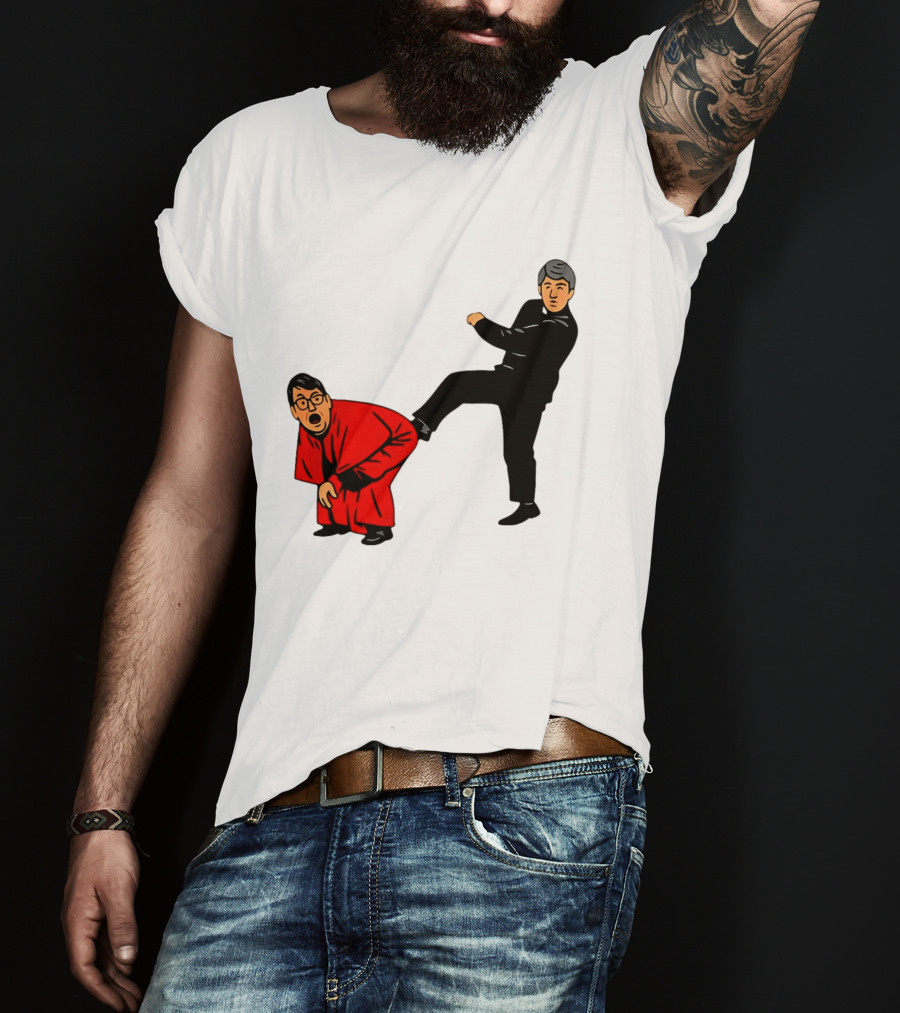 Kicking Random Man Up The Arse Funny Comic Scene T-Shirt