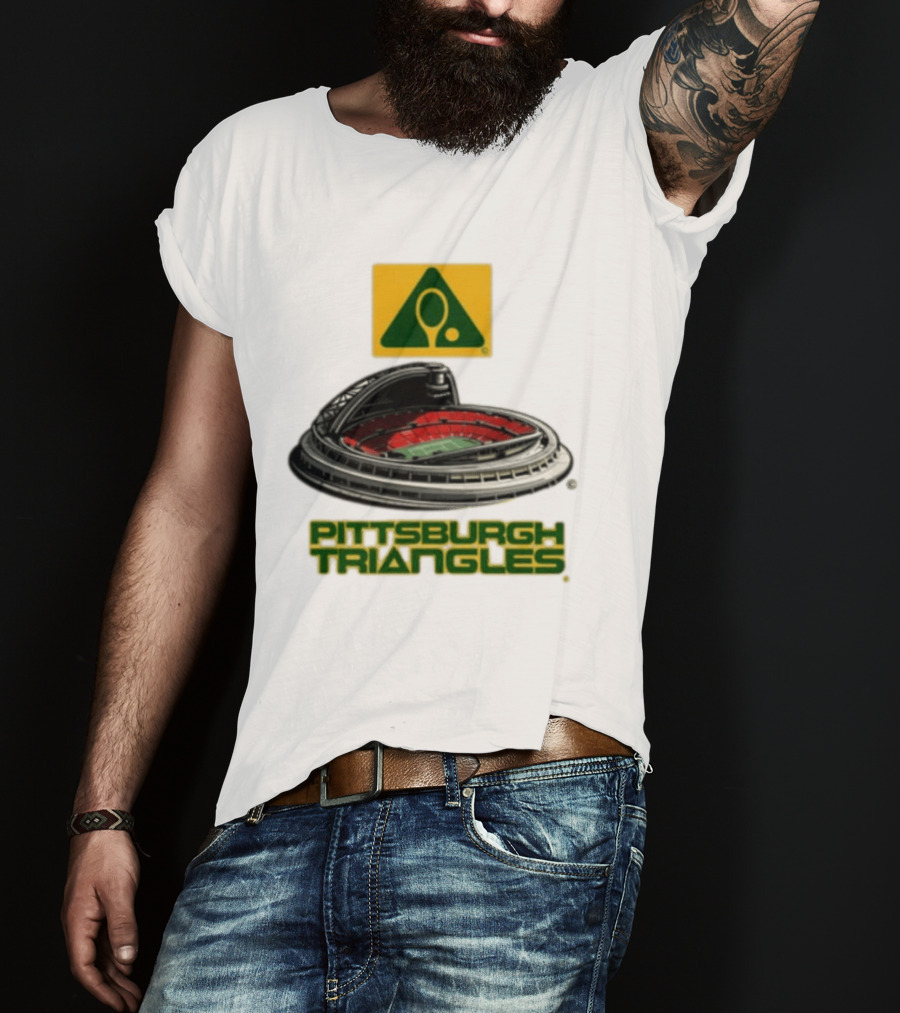 Pittsburgh Triangles Tennis Stadium With Tennis Racket T-Shirt