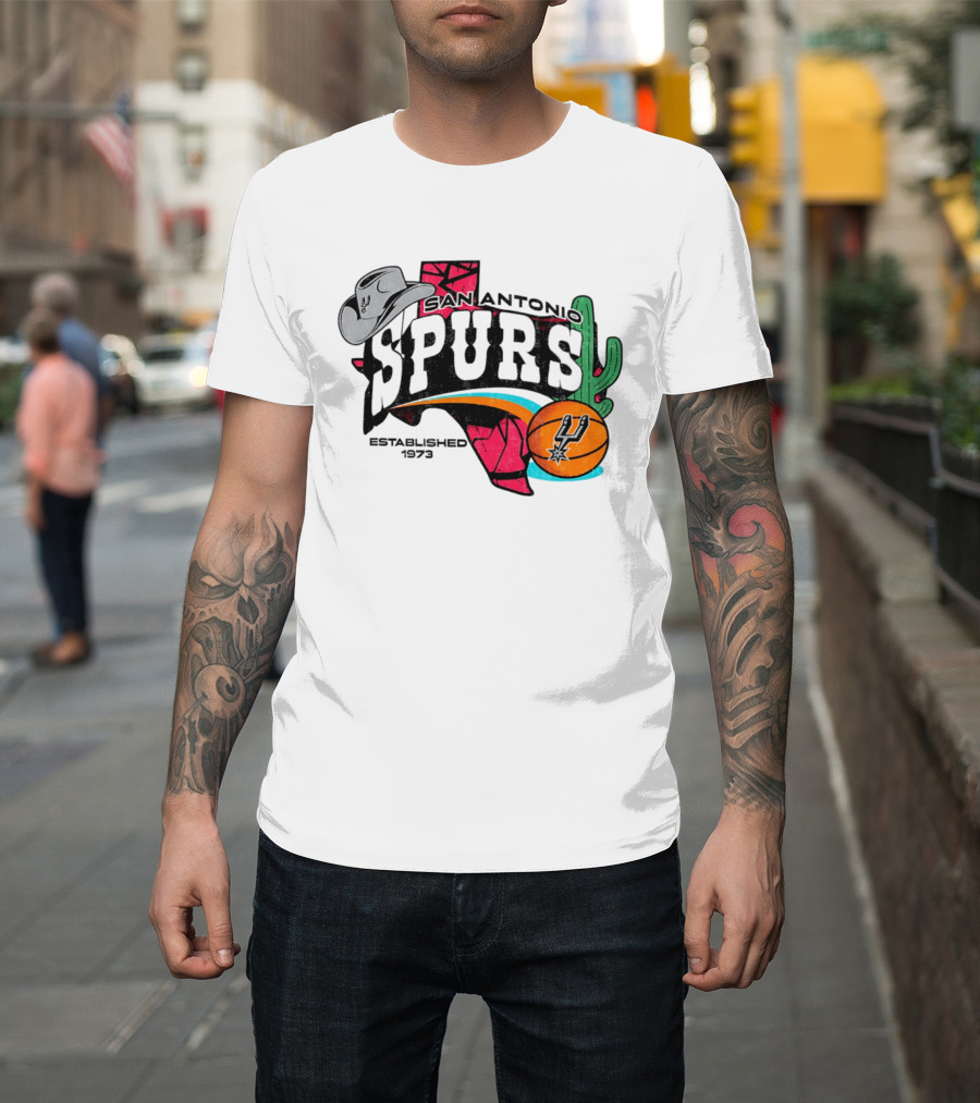 San Antonio Spurs 1973 Cactus Texas Basketball Cowboy Hat T-Shirt