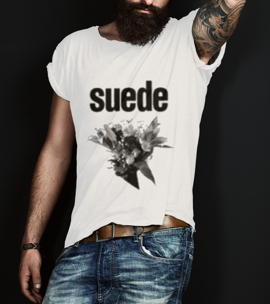 Suede Disintegrate Black And White Floral Explosion T-Shirt