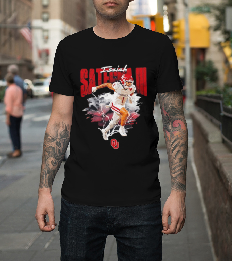Oklahoma Sooners Isaiah Sategna III Lightning Burst Action T-Shirt