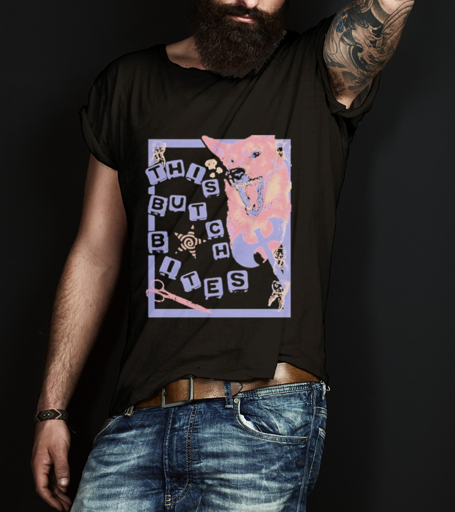 This Butch Bites Dog Retro Vibe Scissors And Blocks T-Shirt
