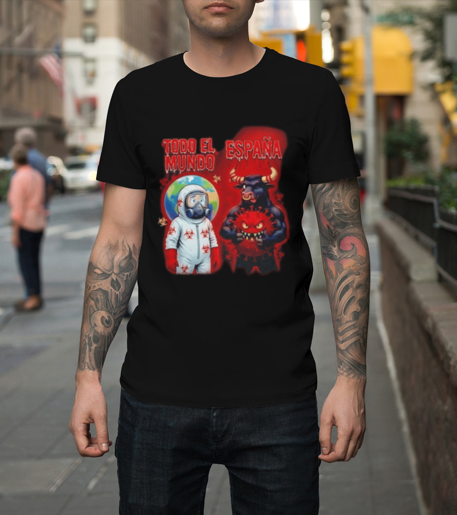 Todo El Mundo España Hantavirus 2026 Hazmat Bull And Virus T-Shirt