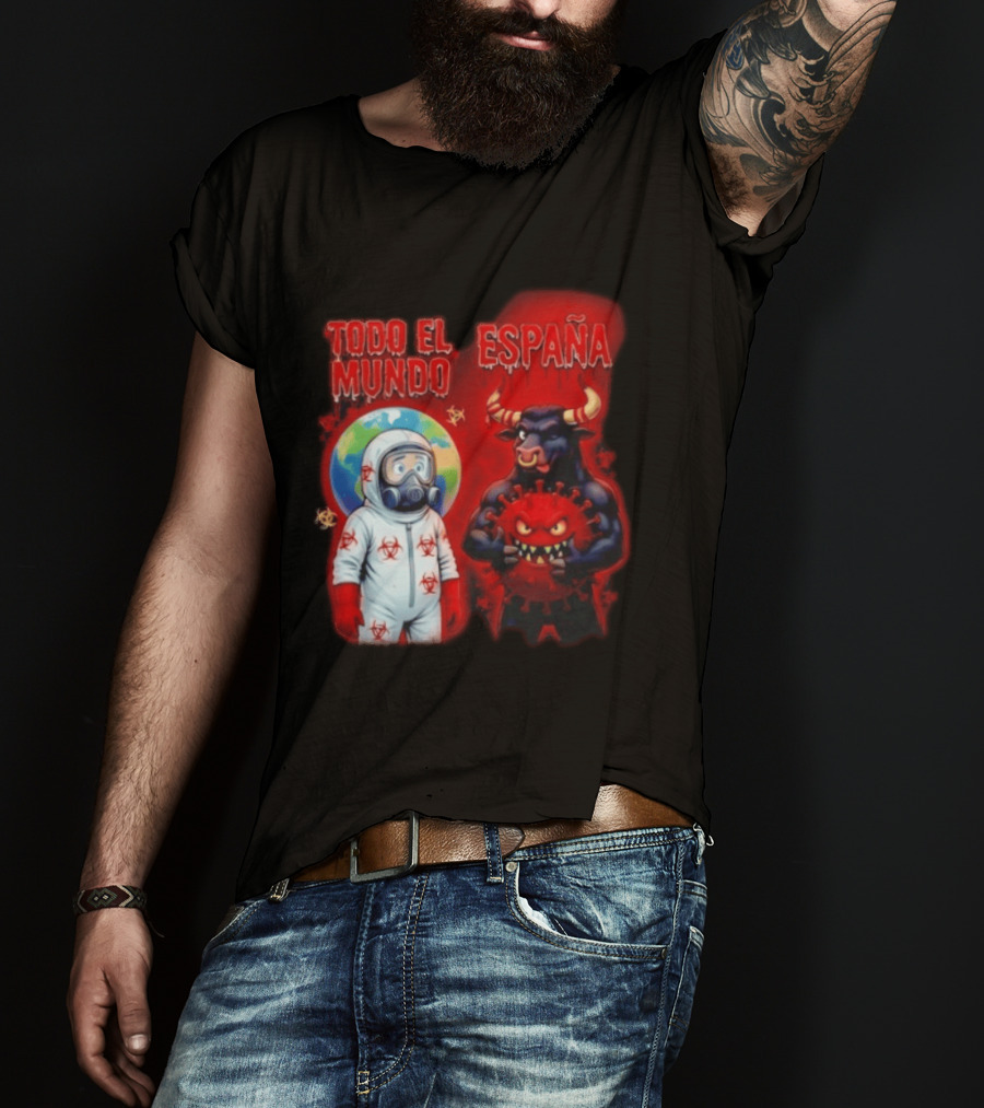 Todo El Mundo España Hantavirus 2026 Hazmat Bull And Virus T-Shirt