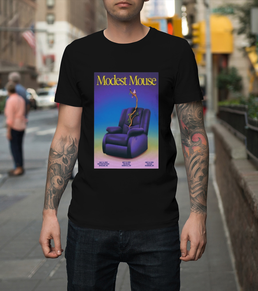 Modest Mouse Tour May 2026 Recliner And Tree Bozeman MT The Elm T-Shirt