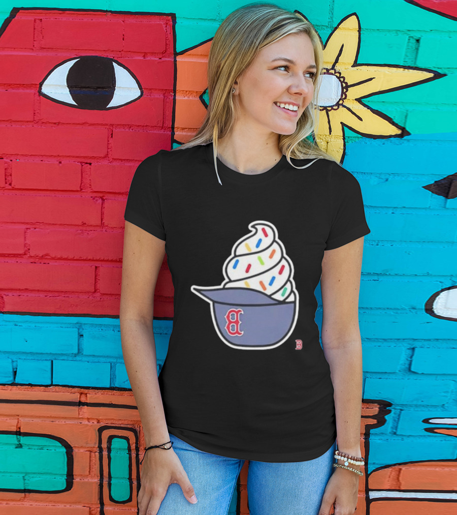 Boston Red Sox Ice Cream Helmet With Sprinkles Baseball Fans T-Shirt