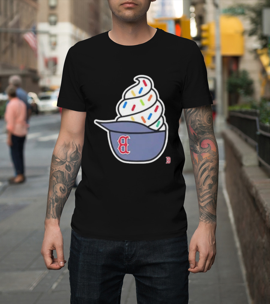 Boston Red Sox Ice Cream Helmet With Sprinkles Baseball Fans T-Shirt