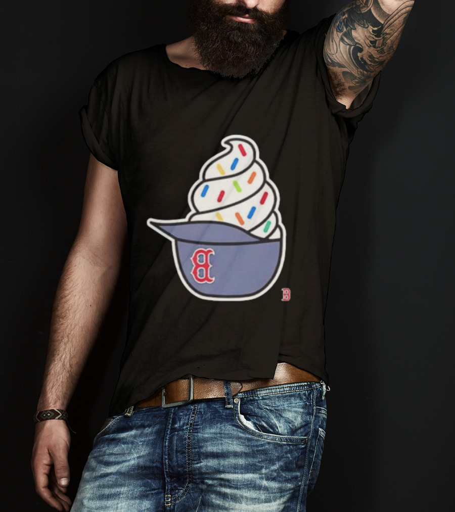 Boston Red Sox Ice Cream Helmet With Sprinkles Baseball Fans T-Shirt