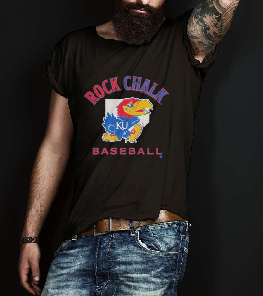 Rock Chalk KU Baseball Jayhawk Home Plate Kansas T-Shirt