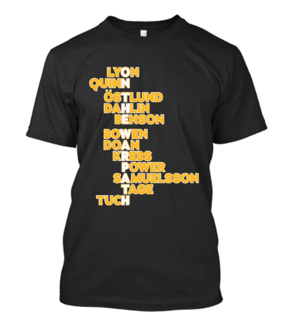 Lyon Quinn Östlund Dahlin Benson Bowen Doan Krebs Power Samuelsson Tage Tuch Buffalo Sabres 2026 T-Shirt