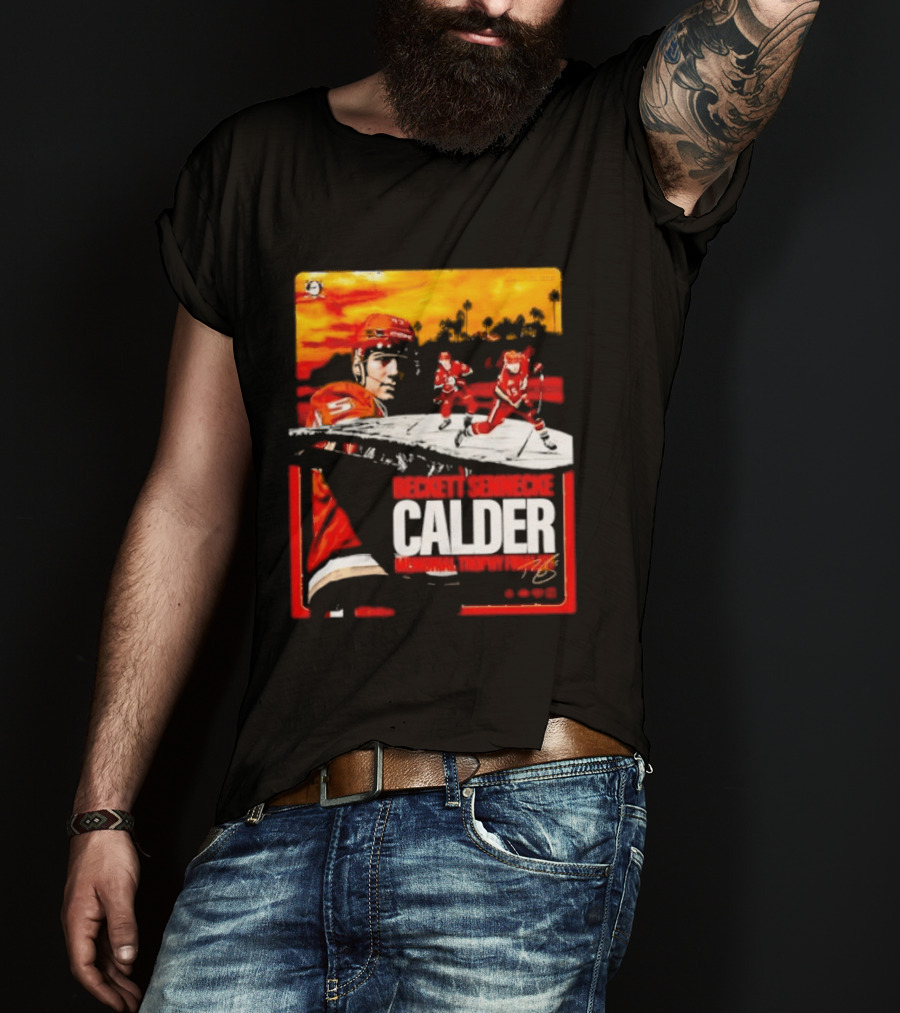 Beckett Sennecke Calder Memorial Trophy Finalist Hockey Player Action Scene T-Shirt