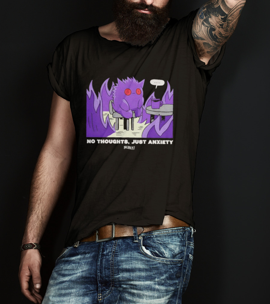 Pokemon Gengar No Thoughts Just Anxiety Purple Flame T-Shirt