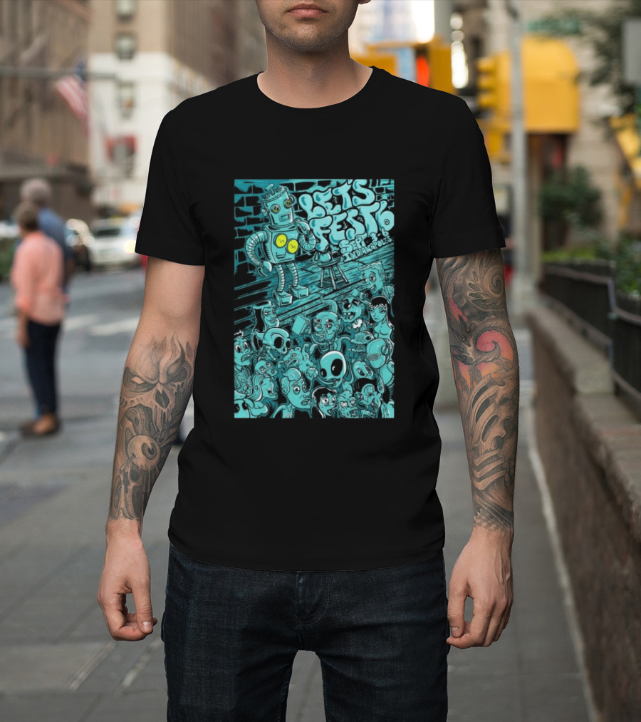 LET'S FEST 6 SEP 9 6 2026 Indianapolis Robot And Alien Crowd T-Shirt