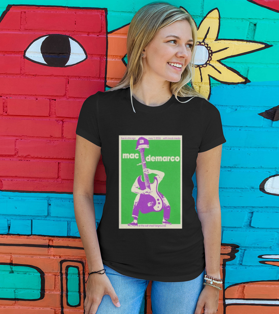 Mac Demarco Live In Chicago May 7 2026 At The Salt Shed Fairgrounds With Mock Media T-Shirt