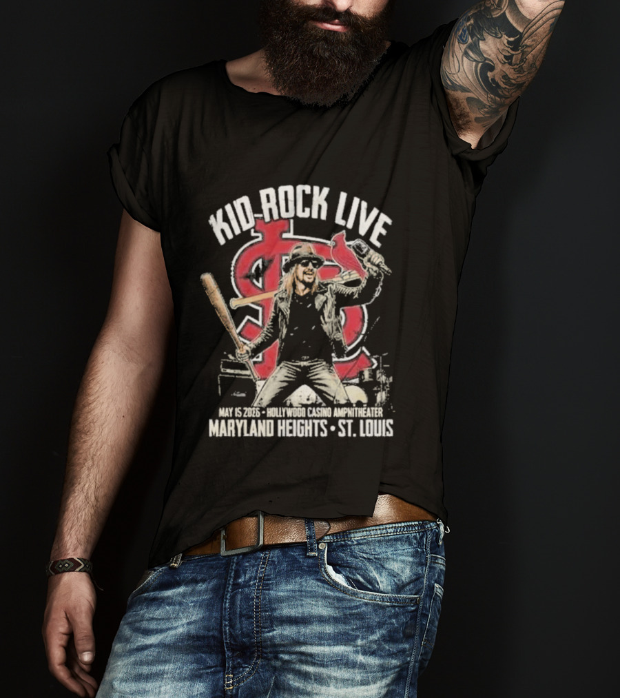 Kid Rock Live May 15 2026 Hollywood Casino Amphitheater St Louis Cardinals Maryland Heights T-Shirt