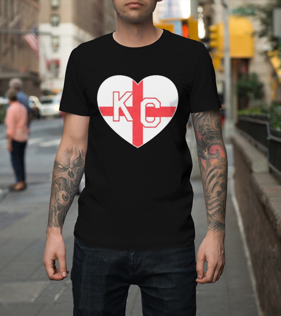 England Kansas City KC Heart Cross T-Shirt