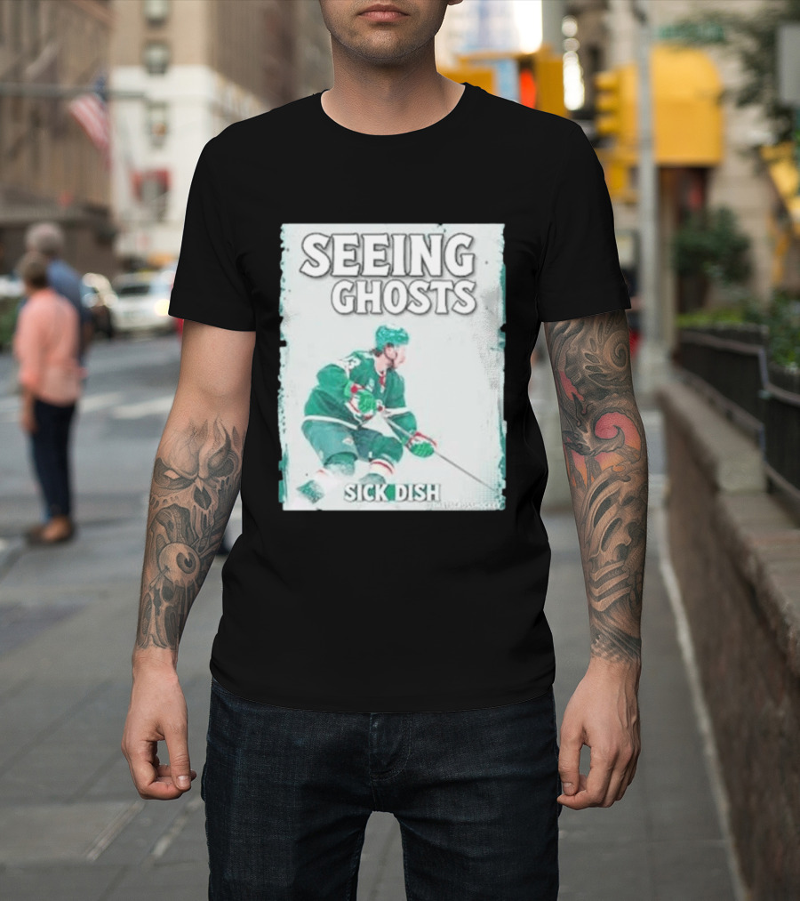 Seeing Ghosts Quinn Hughes Sick Dish Hockey T-Shirt