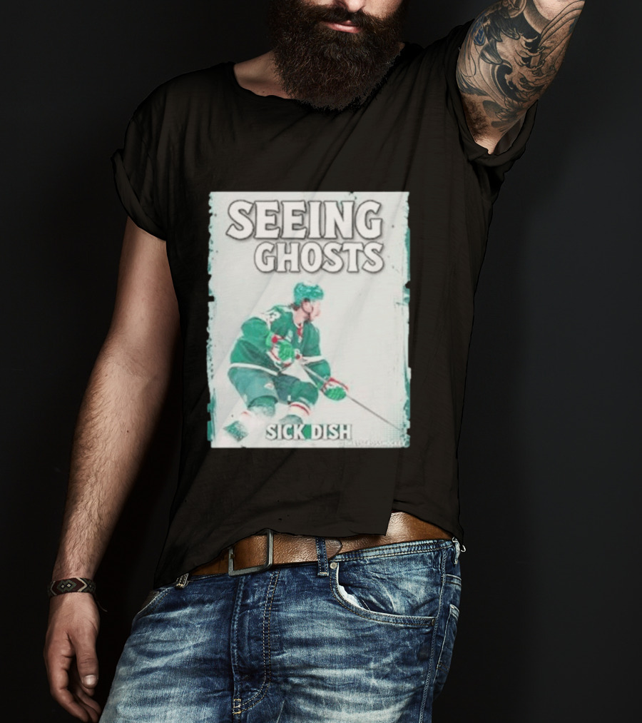 Seeing Ghosts Quinn Hughes Sick Dish Hockey T-Shirt