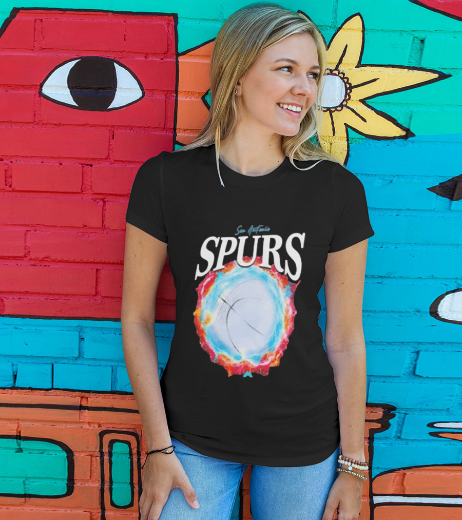San Antonio Spurs Basketball Fire Ice Burst T-Shirt