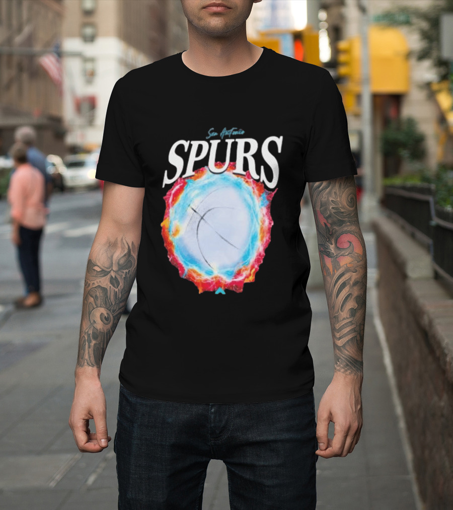 San Antonio Spurs Basketball Fire Ice Burst T-Shirt