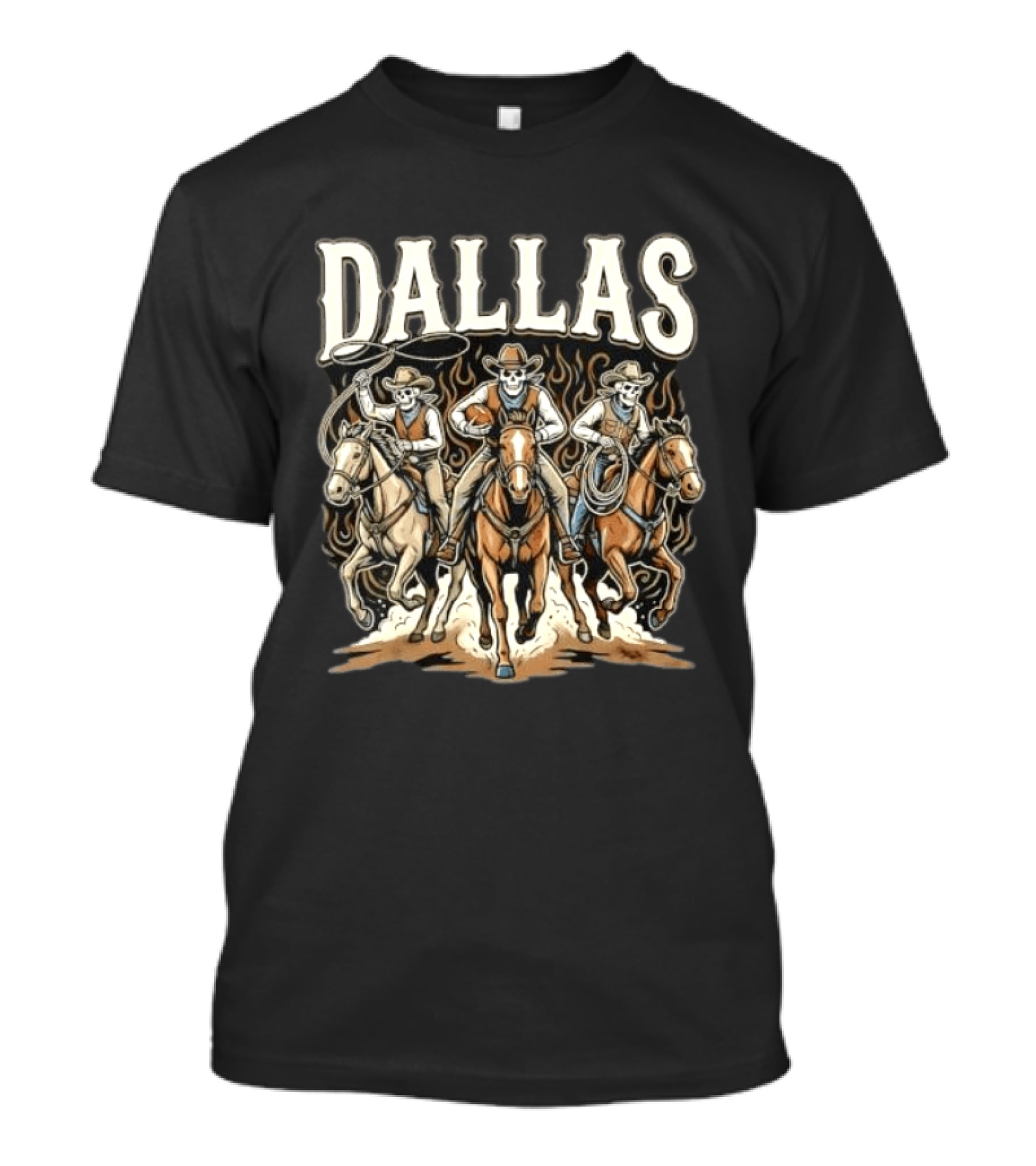 Dallas Cowboys Skeleton Rider Trio On Horses T-Shirt