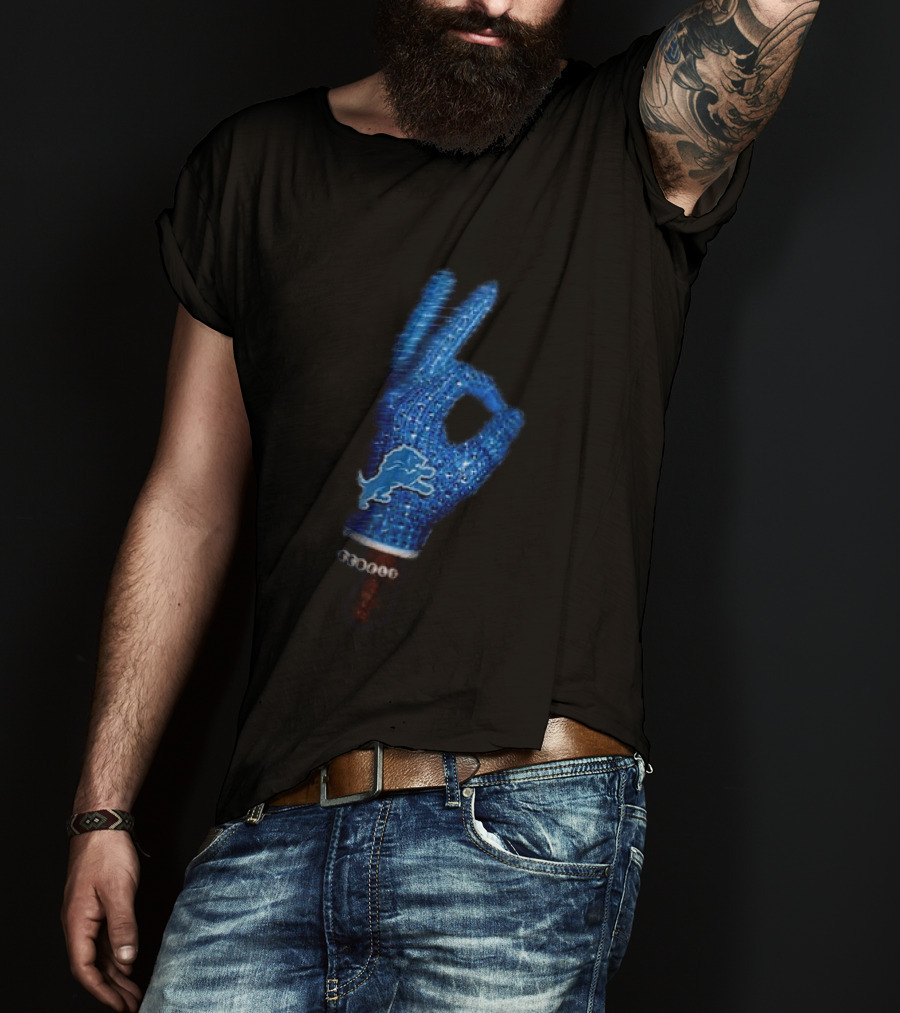 Drake Iceman Detroit Lions Glove Gesture Iconic Team Glove With Beaded Wristband T-Shirt