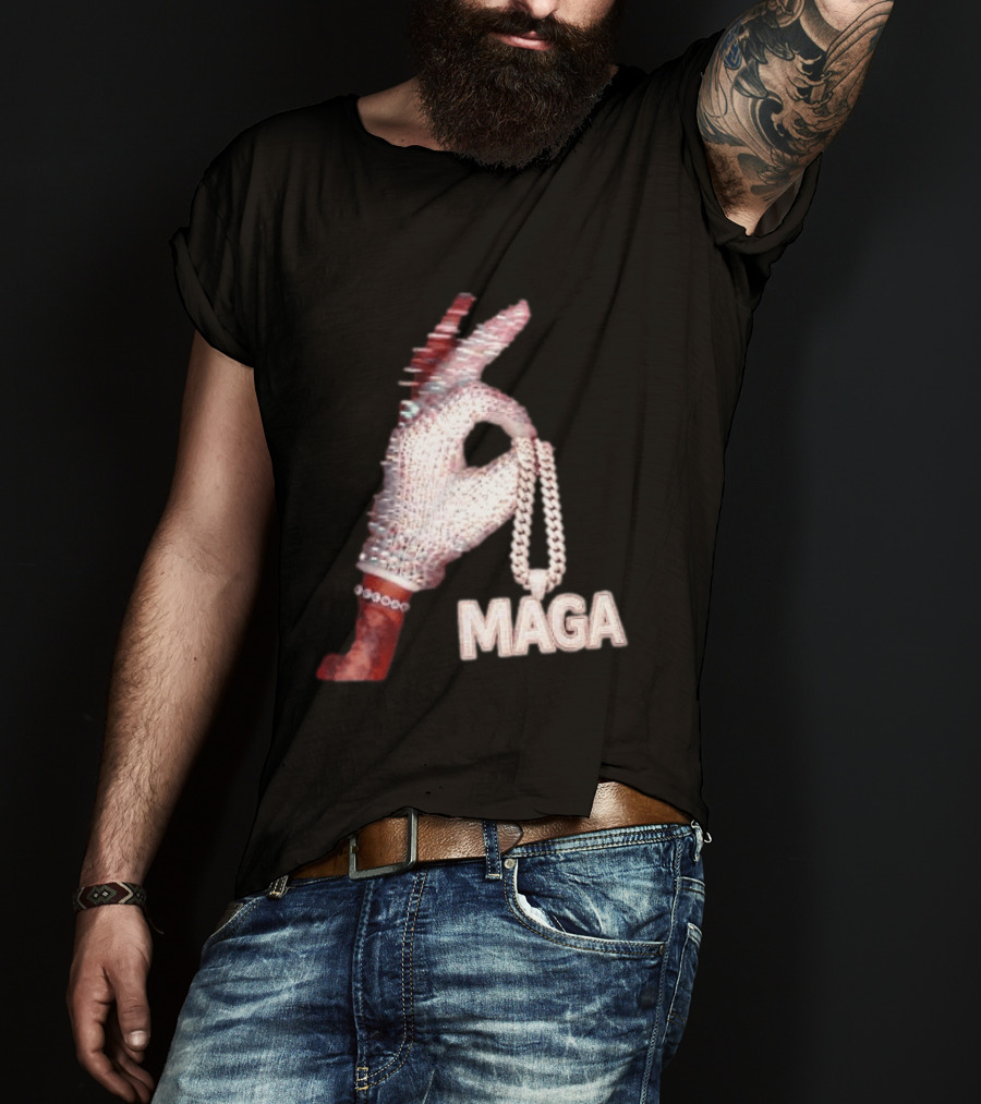 MAGA Iceman Hand Gesture With Diamond Encrusted Jewelry T-Shirt