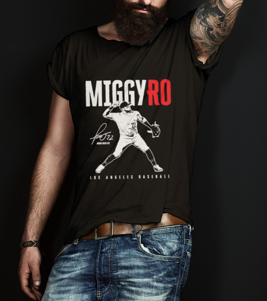 Miguel Rojas 72 Los Angeles Baseball MiggyRo Player Signature T-Shirt