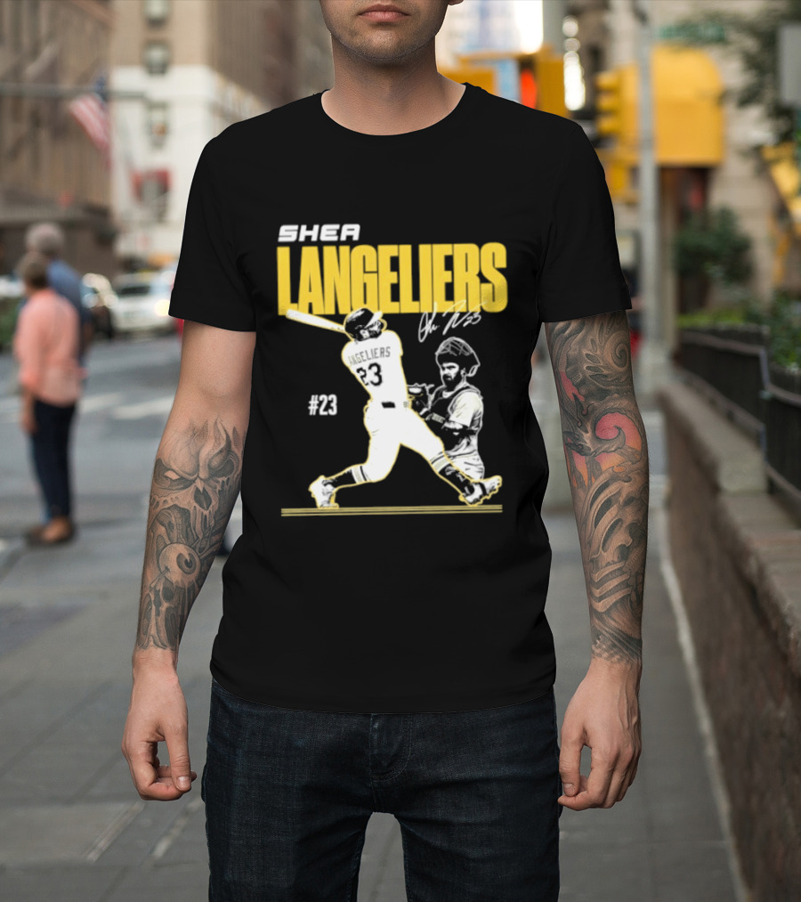 Shea Langeliers 23 Athletics Baseball Slugger Swing Signature T-Shirt
