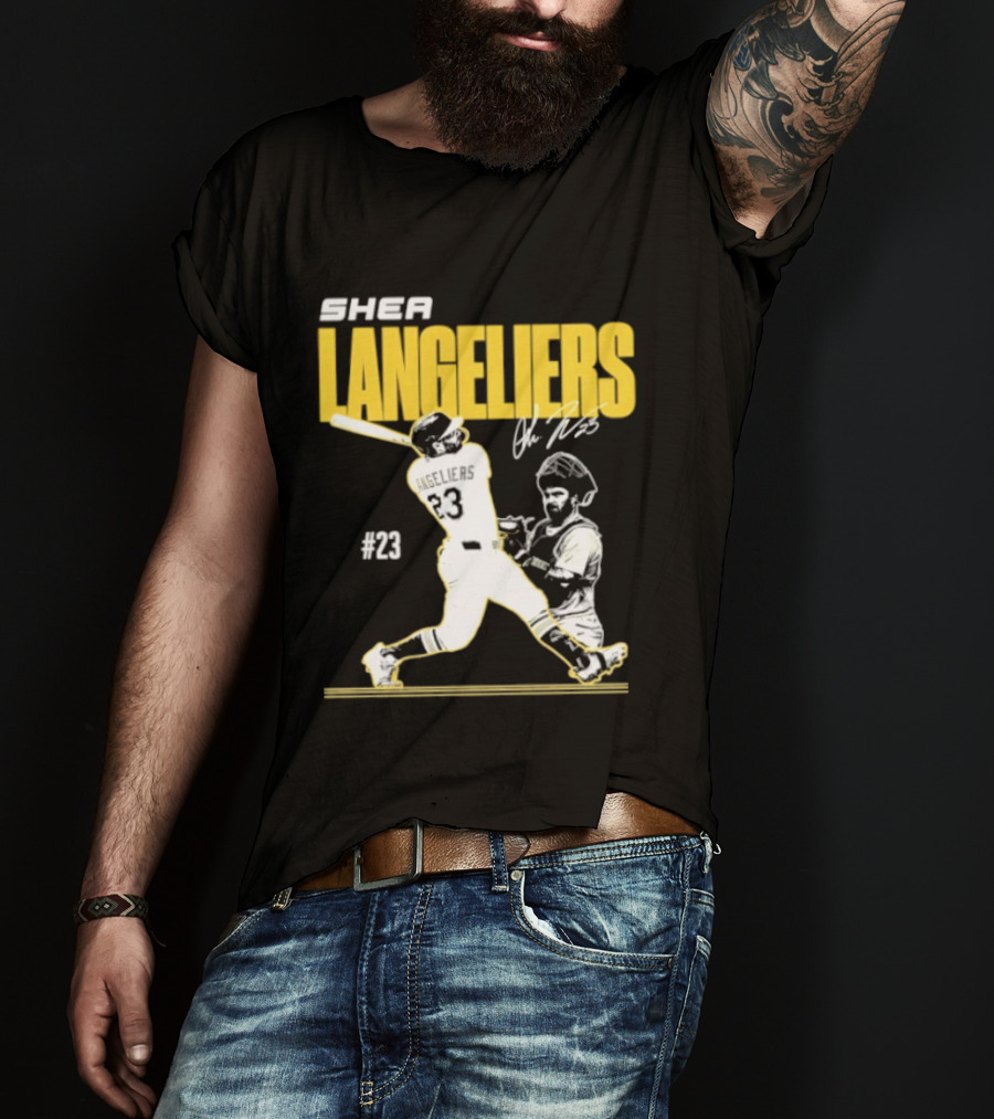 Shea Langeliers 23 Athletics Baseball Slugger Swing Signature T-Shirt