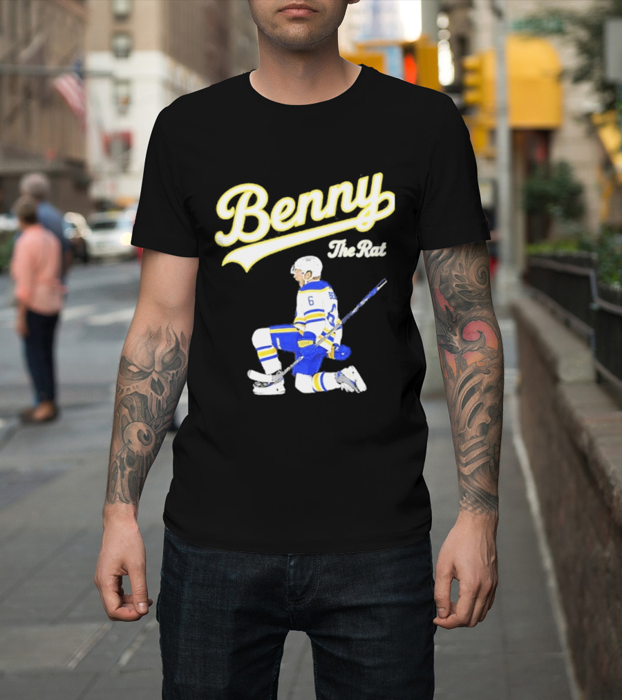 Benny The Rat Buffalo Sabres Number 6 Hockey Player Kneeling T-Shirt