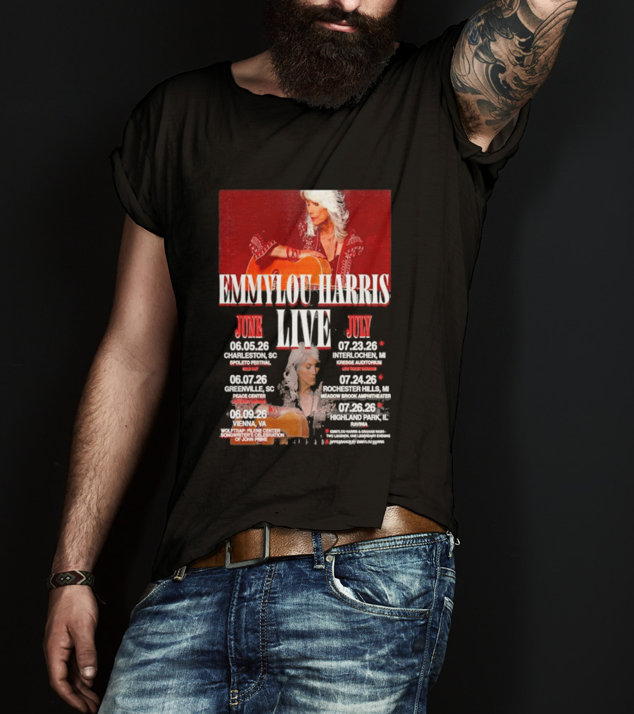 Emmylou Harris Live World Tour June July 2026 Dates And Locations T-Shirt
