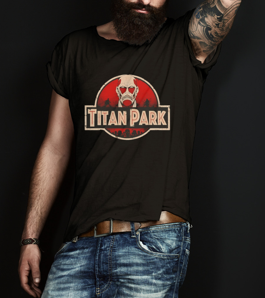 Titan Park Colossal Tribute Jurassic Park Attack On Titan Mashup T-Shirt