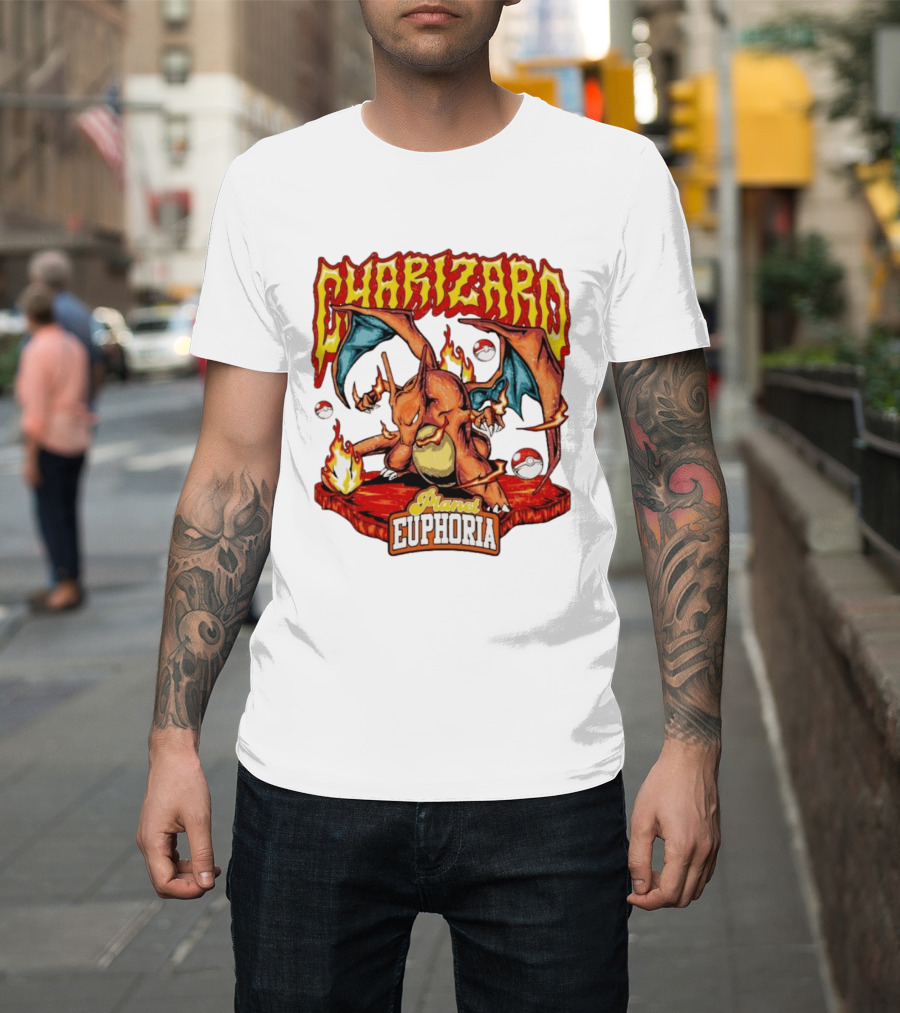 Charizard Flame Dragon Planet Euphoria Iconic Pokémon Battle T-Shirt