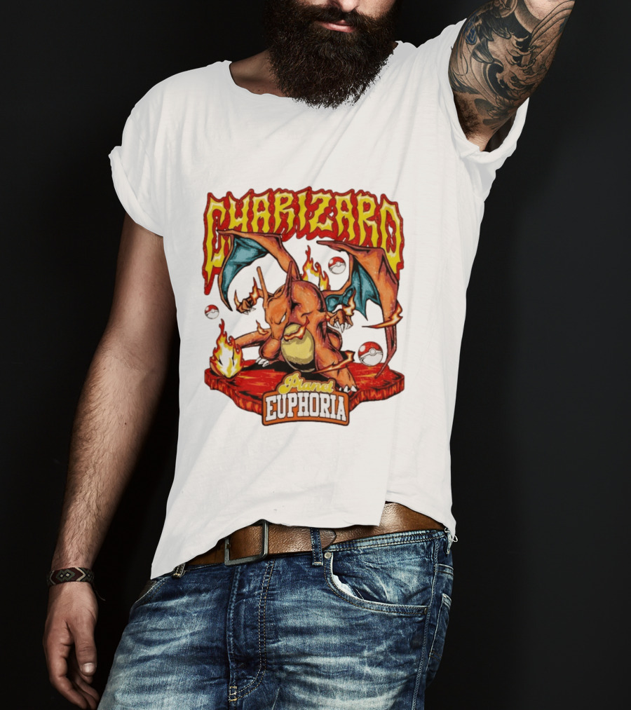 Charizard Flame Dragon Planet Euphoria Iconic Pokémon Battle T-Shirt