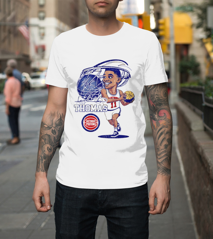 Isiah Thomas Detroit Pistons Caricature Basketball Cartoon Drawing T-Shirt