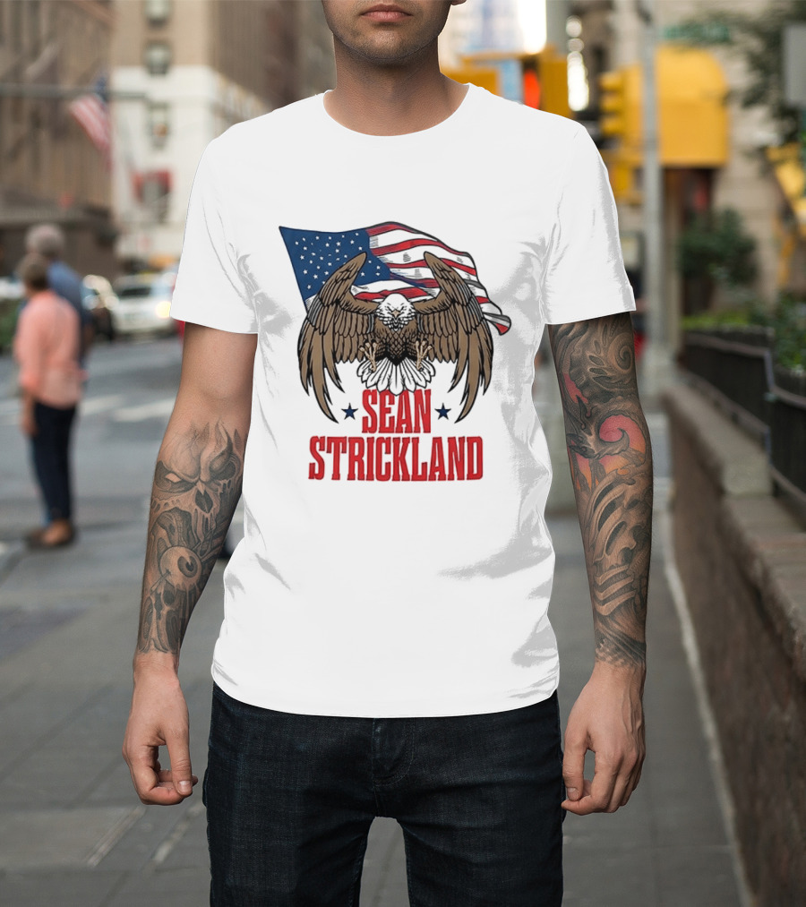 Sean Strickland Eagle With American Flag T-Shirt