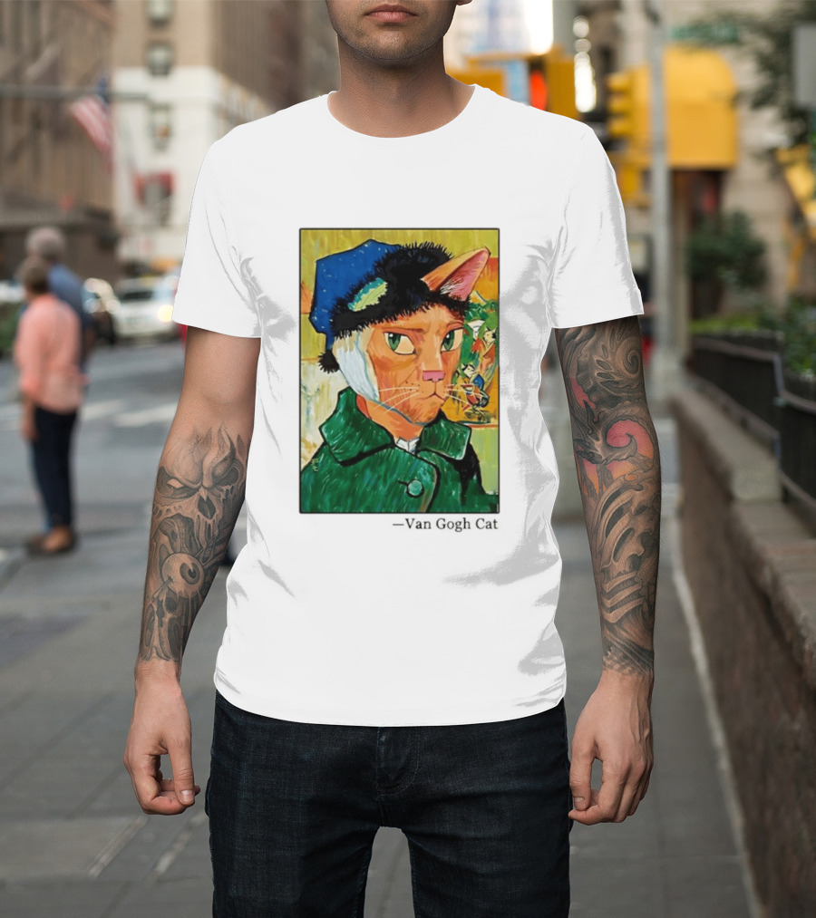 Cat In Van Gogh Style With Bandaged Ear Iconic Painting T-Shirt