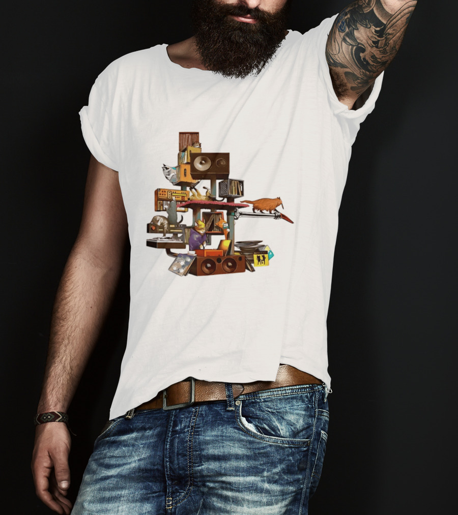 Cats Jamming With Crates And Music Gear T-Shirt