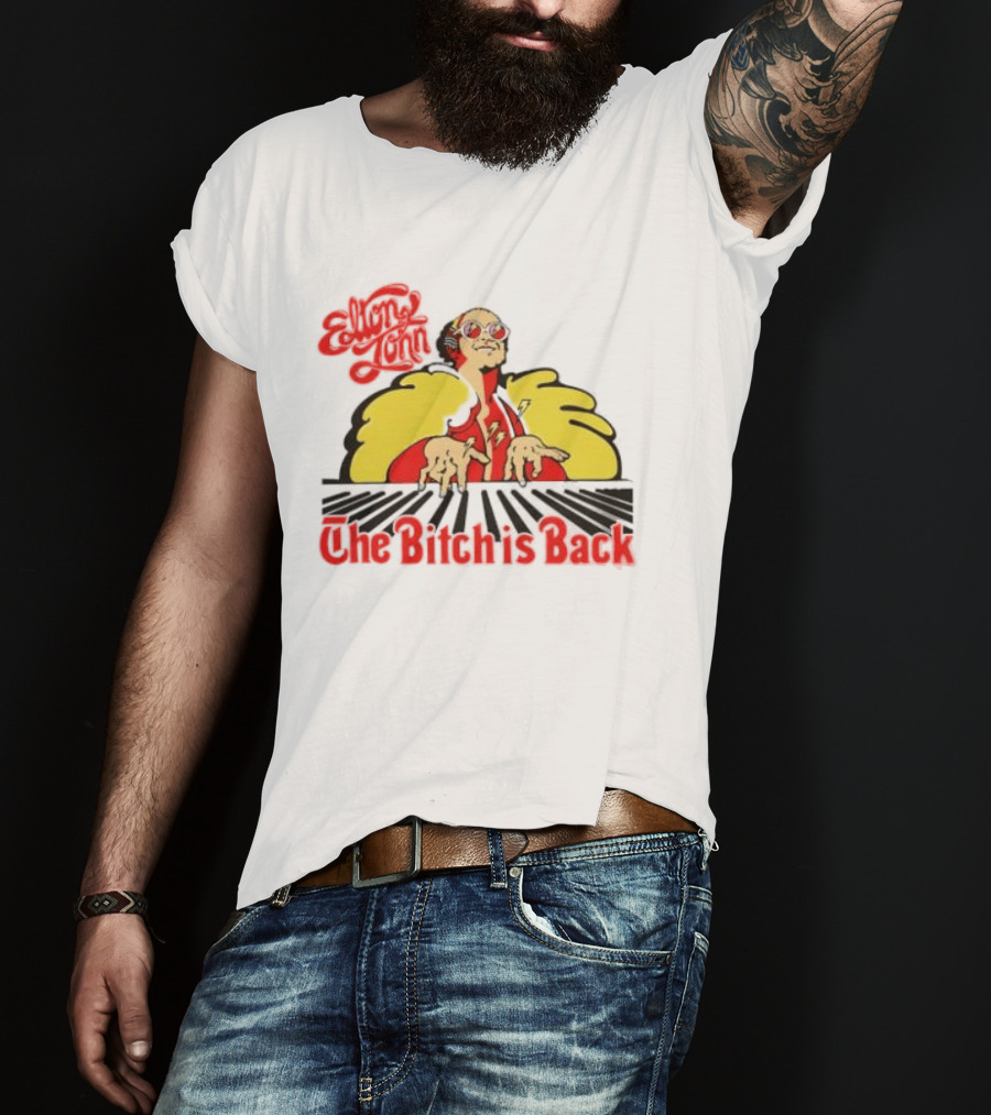 Elton John The Bitch Is Back Burst Yellow And Red T-Shirt
