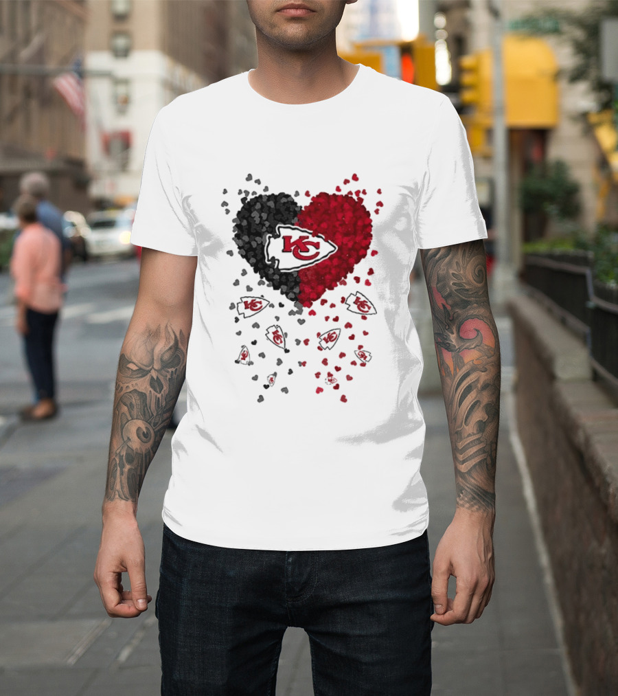 Heart KC Red Black 2026 Kansas City Chiefs Football T-Shirt