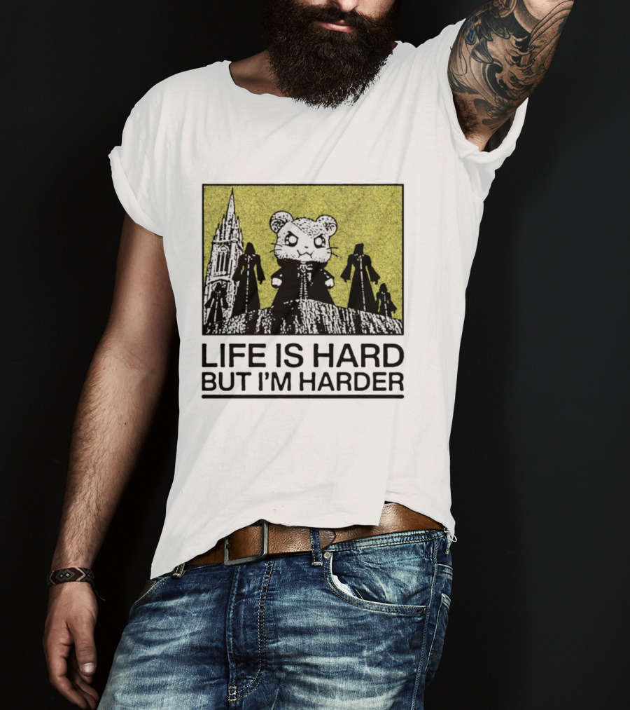 Hamtaro Life Is Hard But I'm Harder Gothic Style Tower And Figures T-Shirt