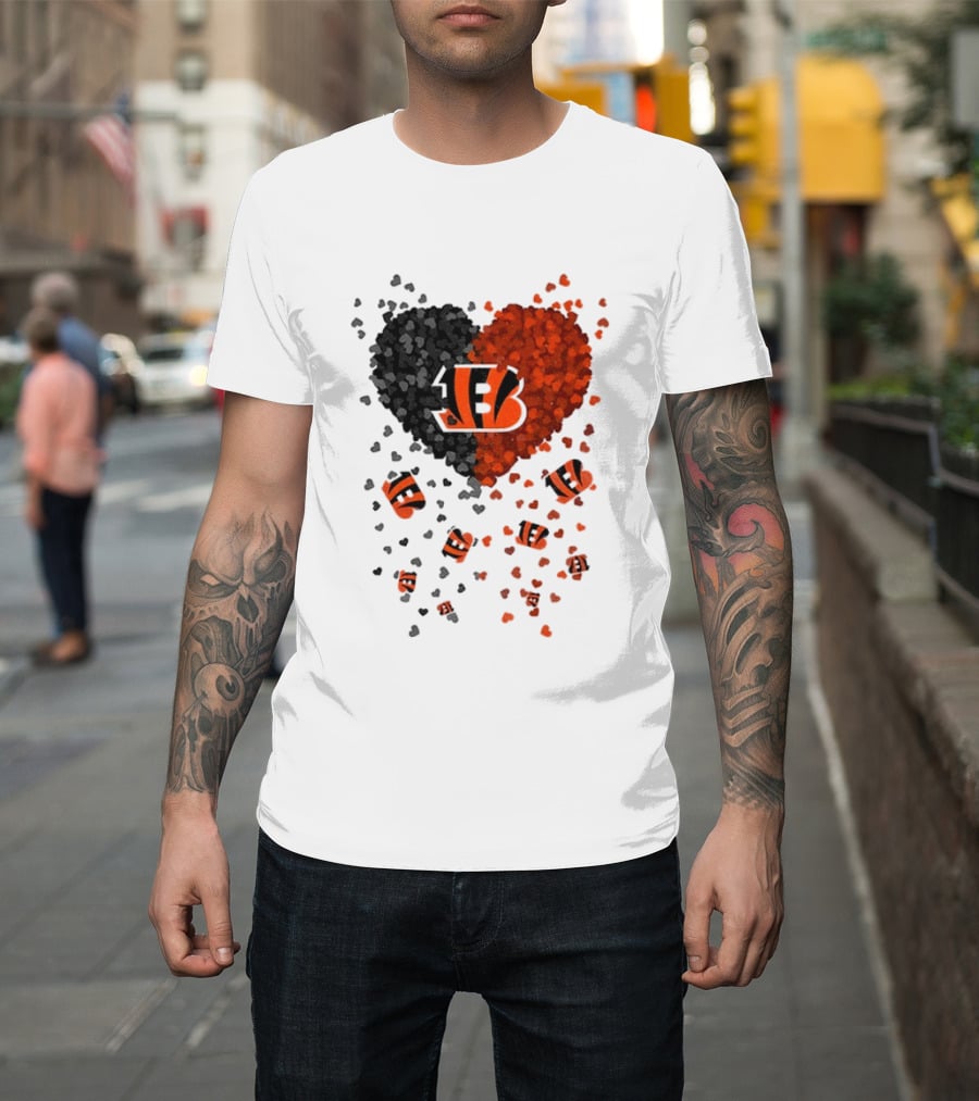 Cincinnati Bengals Heart 2026 Football Fan Love Collection T-Shirt