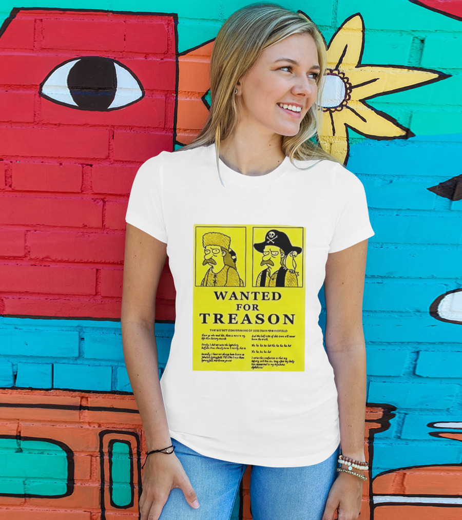Wanted For Treason Kirk Van Houten Pirate And Russian Hat Cartoon Wanted T-Shirt